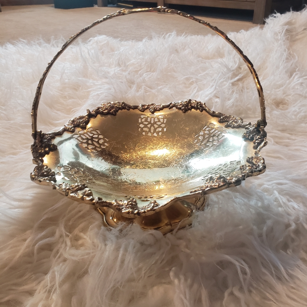 Vintage Andrea by Sadek Brass Ornate Basket